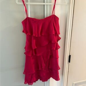 Cranberry Ruffle Layered Dress strapless
